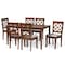 Baxton Studio Verner Modern and Contemporary Grey Fabric and Walnut Brown Finished Wood 7-Piece Dining Set 174-10541-10520-Zoro - alternate 1